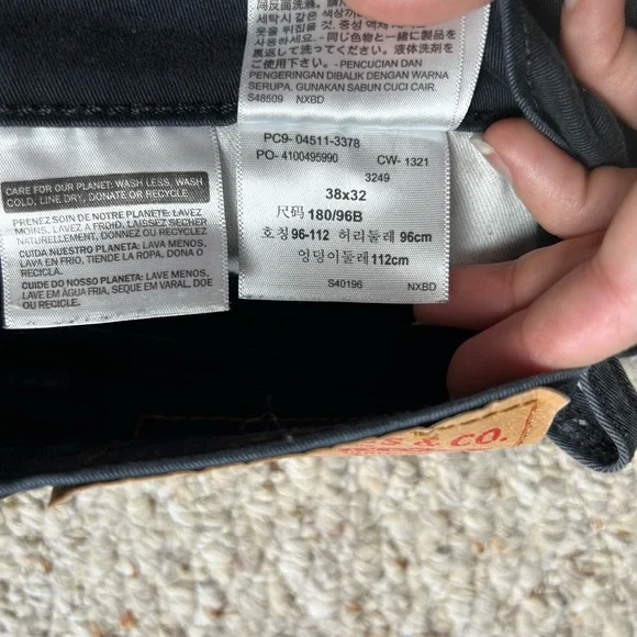 Levi's 511 All Weather Tech Straight Jeans Mens 38x32 W38 L32 Black Denim Faded - Picture 7 of 13